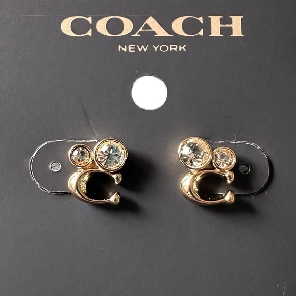 Coach Signature Crystal Cluster Stud Earrings - Picture 1 of 6